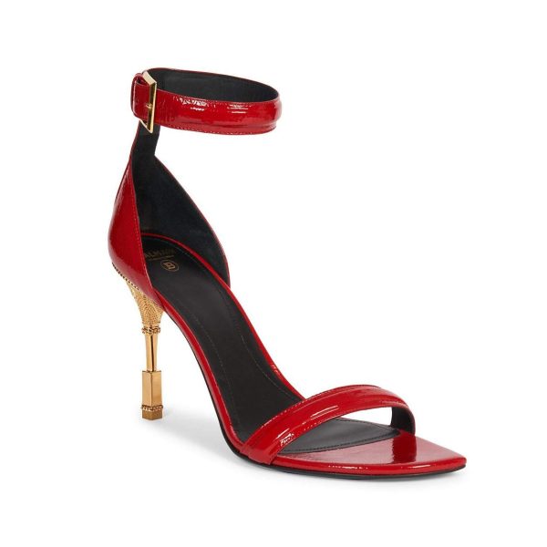 Balmain Moneta 95MM Patent Leather Sculptural Sandals